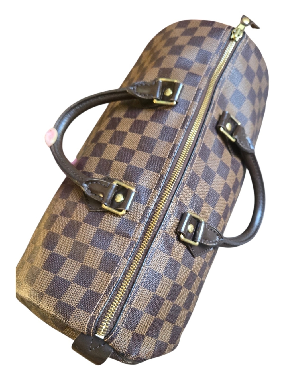 Louis Vuitton Red Canvas Interior with Dark Leather Tab - Picture 8 of 13